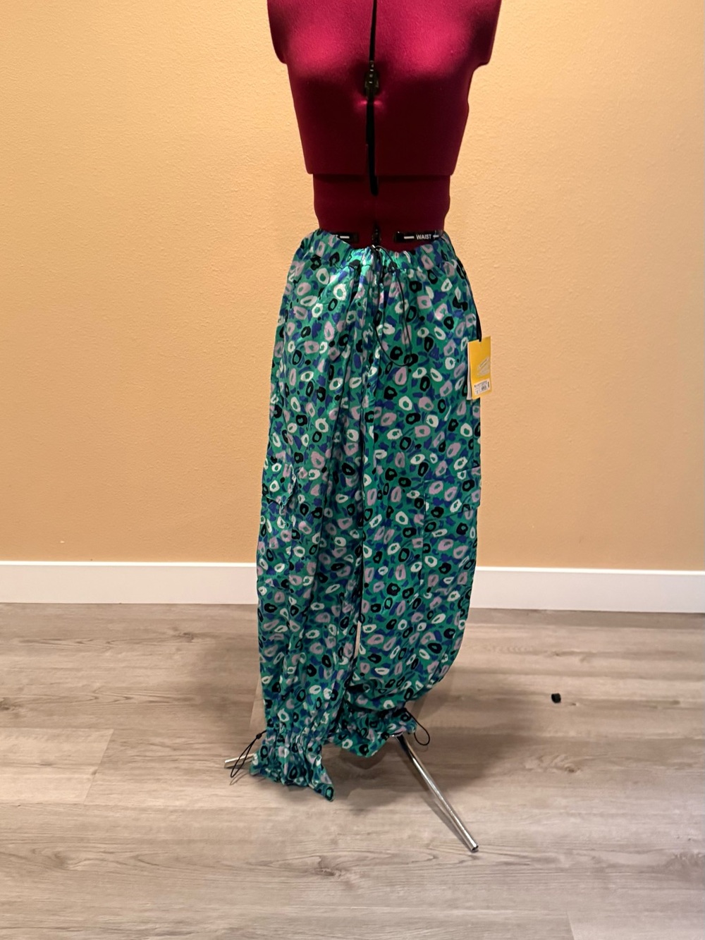 Diane Von Furstenberg Teal and Aqua Abstract Print Wide-Leg Pants